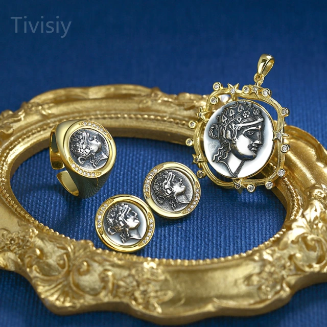 Dionysos, God of Wine and Hercules Coin Pendant